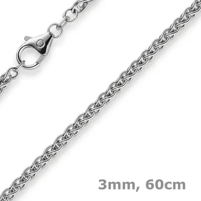 Produktbild von 3mm Zopfkette Kette Collier aus 585 Gold Weißgold Goldkette 60cm Uni