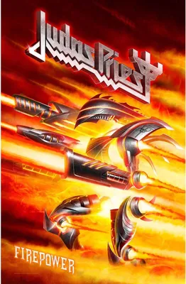 Image de Judas Priest - Poster "Firepower", Tissu RO2586 (106 cm x 70 cm) (Orange/argent)