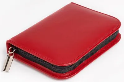 Produktbild von Hausapotheke 32 Globuli Gläser Leder (ohne Gläser) | Mini | OMEO® rot