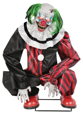Produktbild von Hockender Horror Clown Animatronic mit Bewegung und Sound als Halloween Dekoration