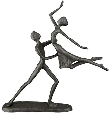 Image de Azomor : élégante sculpture décorative représentant un couple de danseurs, en fer aux teintes brunes chaudes