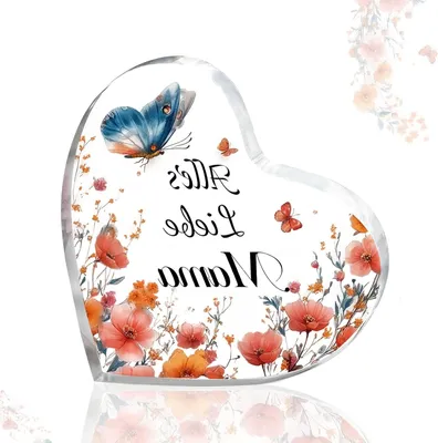 Productafbeelding van Cadeau voor Mama - Moeder Cadeau Verjaardag - Woondecoratie - Acryl Bloemenstijl - 10 x 10 cm - Transparant