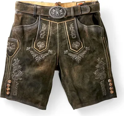 Produktbild von MADDOX Kurze Herren Lederhose "Ronn" mit Gürtel | Antik Moor Größe: 46