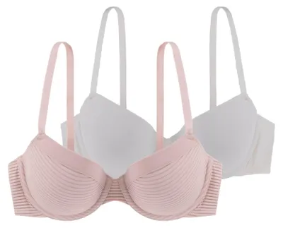Immagine prodotto di Set Dorina composto da 2 reggiseni a balconcino, imbottitura leggera, color rosa/avorio, taglia 95C