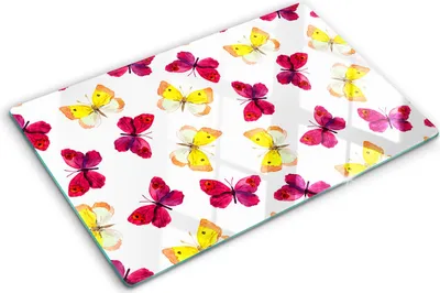 Obrázek produktu pro Kryt varné desky – Kryt na indukční desku – Ochranná skleněná deska – 80x52 cm– Skleněné ochranné desky na sporák –Tvrzené sklo –Motýlí květina