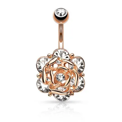 Produktbild von Taffstyle Bauchnabelpiercing Bauchnabelpiercing Stecker Blume mit Kristallen, Roségold