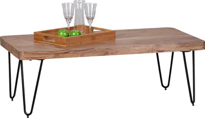 Produktbild von Wohnling Design Couchtisch BAGLI Massivholz Akazie Wohnzimmertisch 115 x 60 x 40cm