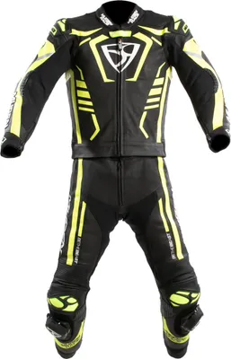 Obrázok produktu pre MUGENRACE Predator perforovaná 2-dielna kožená kombinéza na motorku, čierna/biela/neonovo žltá, 52