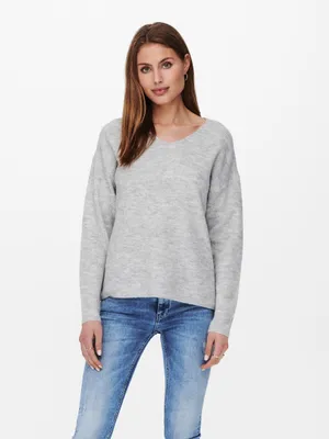 Immagine prodotto di Maglione lavorato a maglia caldo, elasticizzato, con scollo a V e maniche lunghe ONLDANIELLA | M