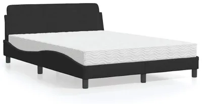 Produktbild von vidaXL Bett mit Matratze "Dover" Schwarz 140x200 cm Samt