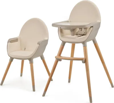 Produktbild von Multifunktionale 2-in-1 Hochstuhl mit verstellbarem Tablett und 5-Punkt-Sicherheitsgurt