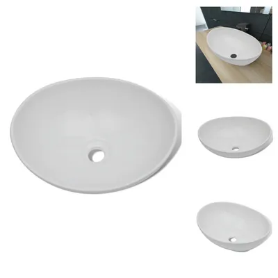 Immagine prodotto di vidaXL Lavabo in Vetroceramica 40 x 33 cm ovale bianco - Lavabo da bagno