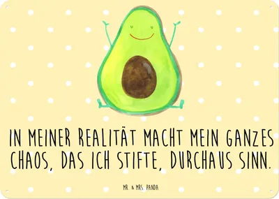 Produktbild von Mr. & Mrs. Panda tafel Avocado Glücklich DIN A5 - Gelb Pastell - Geschenk, Chaos, Frucht, Blechtafel, Wandbild, wandtafel, Blechschild, Schild