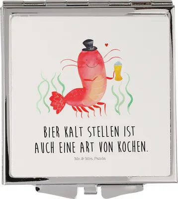 Produktbild von Mr. & Mrs. Panda Taschenspiegel Hummer Weizen - Weiß - Geschenk, Meer, Frauen Spiegel, Gasthaus, Garnele, Kleiner, Schminkspiegel, Kneipe, Kochen, Quadratischer, Mini