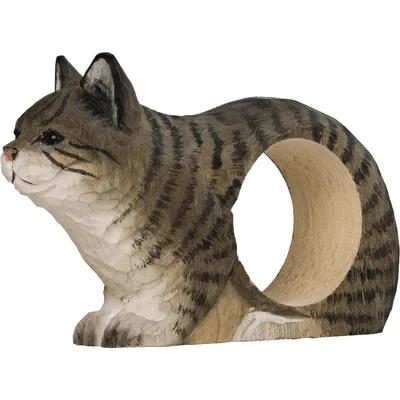 Produktbild von Wildlife Garden WG4565 Serviettenring Katze - Handgeschnitzter Serviettenring aus Holz für die Tischdekoration