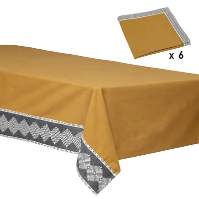 Obrázek produktu pro Bavlněný ubrus na obdélníkový stůl 150 x 250 cm DREAMS s 6 ubrousky