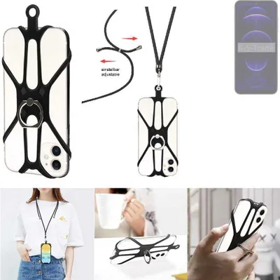 Produktbild von K-S-Trade 3in1 Handykette Handyband Handykordel Halsband Smartphone-Ring Handy-Ring kompatibel mit Hotwav Note 13 Pro Fingerhalterung Handyring