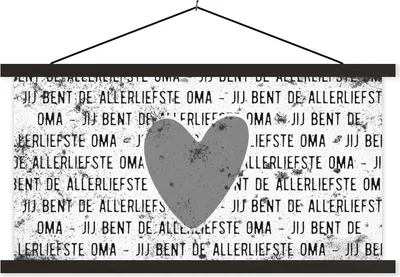 Produktbild von MuchoWow® Textilposter Liebe Oma - Muttertag - Retro - Geschenk - schwarz-weiß 120x60 cm mit schwarzem Rahmen - Dekoration Schlafzimmer