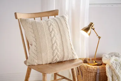 Produktbild von Kissenbezug Kissenhülle Dekokissen Kissen Bezug Strickmuster 45x45cm beige Deko