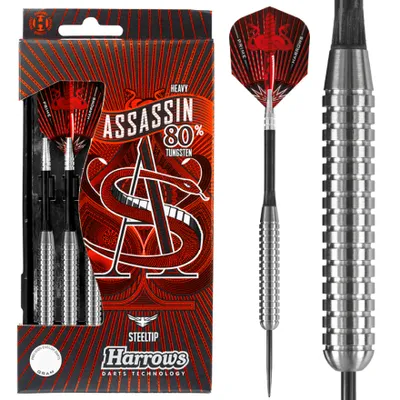 Imagen del producto de Set de dardos Harrows Steeldartpfeile Assassin, con puntas de tungsteno al 80%, de 32 gramos