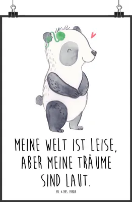 Produktbild von Mr. & Mrs. Panda Bild Panda Gehörlos DIN A3 - Weiß - Geschenk, Plakat, Wandbild, wanddeko, drucke, Ertaubt, Kunstdruck, Cochlea Implantat