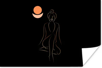 Produktbild von MuchoWow® Poster Frau - Linienkunst - Gold - Meditation 90x60 cm - Schlafzimmer