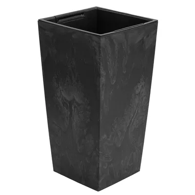 Obrázek produktu pro Květináč Imitace Beton antracitová 26,5 x 26,5 x 50 cm s Vložkou s úchyty plantážník plast
