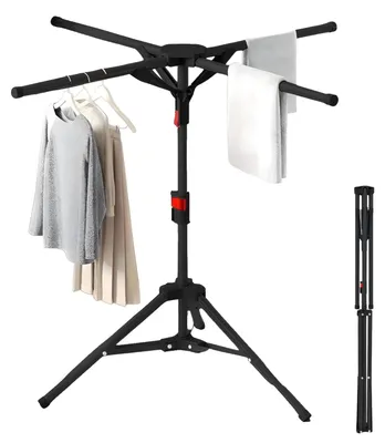 Image de Cintre pliable - 4 bras - 130-180 cm - Noir