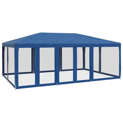 Immagine prodotto di vidaXL Tenda per feste con 10 pannelli laterali in rete blu 6x4 m HDPE