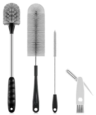 Produktbild von Flaschenbürsten Set 4 Stück Grau mit Strohhalm- & Deckelreiniger