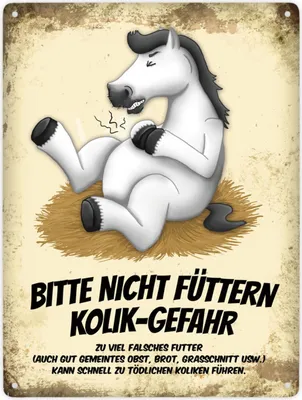 Produktbild von Bitte nicht füttern - Kolik-Gefahr Metallschild XXL mit weißem Pferd Motiv