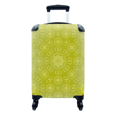 Produktbild von MuchoWow® Koffer Handgepäck Trolley Rollkoffer Kleine Reisekoffer mit 4 Rollen - Kompass - Grün - Muster - Cabin Size < 55x40x23 cm & 55x40x20 cm - Fotokoffer - Kabinenkoffer - Boardgepäck - Reise-Box - Reisekoffer - Reisegepäck - Koffer mit Bild - Trolley für Kinder