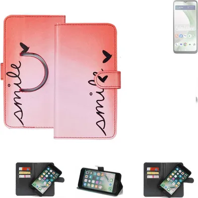 Produktbild von K-S-Trade Schutzhülle Handyhülle kompatibel mit BLU View 5 Hülle cover bookstyle Etui ''smile'' rot Standfunktion Kameraschutz (1Stk)