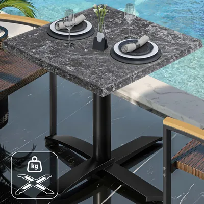 Produktbild von WTG | Bistro Außen Tisch | B: T: H: 60 x 60 x 75,5 cm | Felsen / Schwarz | Quadratisch | Zusatzgewicht | Bistro Tisch Gastro Tisch