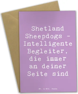 Produktbild von Mr. & Mrs. Panda Grußkarte Spruch Shetland Sheepdog Freund - Lavendeltraum - Geschenk, einladungskarten, kinderfreundlicher Hund, Schottische Hunderasse, treuer Begleiter