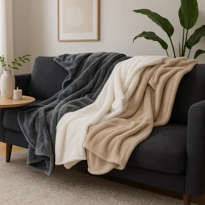 Produktbild von Wohndecke Grau 150 x 200 cm in Fellimitat-Optik, weich und pflegeleicht