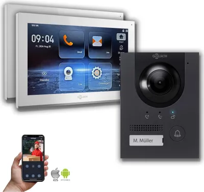 Produktbild von IP Gegensprechanlage | 10 Zoll Monitor | Anthrazit  : 2 Monitore : 10 Zoll Weiß : Aufputz Dose Monitor Anzahl: 2 Monitore Monitor Farbe: 10 Zoll Weiß Montage: Aufputz Dose