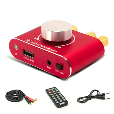 Image de amplificateur de puissance audio sans fil BT 5.1 50W+50W Amplificateur de son portable Amplificateur de haut-parleur pour la voiture et la maison