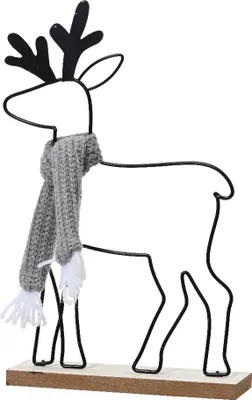 Produktbild von Dekofigur Hirsch mit Schal 29cm Metall Schwarz