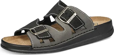 Produktbild von Herren Pantolette schwarz / grafit von HELIX aus Leder von Größe 42 bis 47