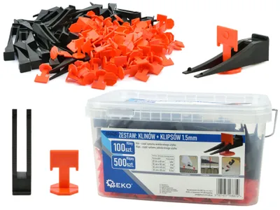 Obrázek produktu pro GEKO Vyrovnávací systém na obklady a dlažbu 100 klínků + 500 klipsů 1,5 mm G00435