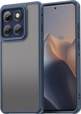 Image de Etui pour Motorola Edge 60 Pro, dos mat translucide avec protection de l'appareil photo, étui de protection antichoc Bleu