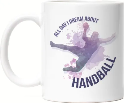 Produktbild von All Day I Dream about Handball Tasse Weiß Handballer Handballspieler Verein Freund