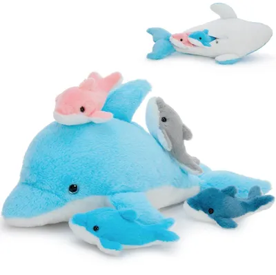 Productafbeelding van Grote Dolfijn Teddy - Levensecht Blauw 52 cm