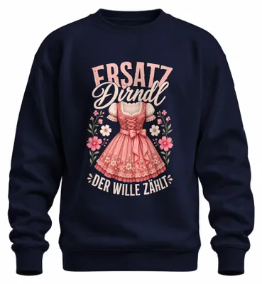 Produktbild von Ersatz Dirndl Der Wille Zählt Trachtenshirt Lederhose Bayern Sweatshirt Pullover, Navy, 3XL