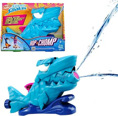 Zdjęcie produktu dla Nerf Super Soaker Hop & Chomp, Rekin Wodny, Ruchoma Paszcza, Podłączany do Węża Ogrodowego, Zabawka Wodna, 3+ Lat