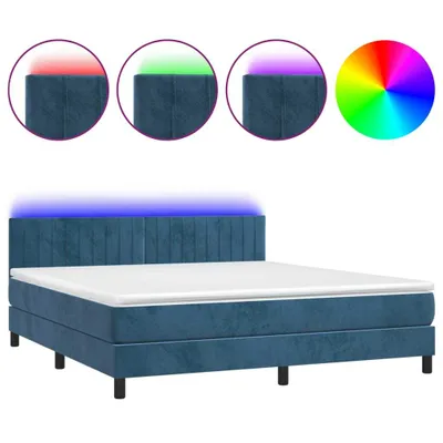 Produktbild von Boxspringbett mit Matratze & LED Dunkelblau 160x200 cm Samt