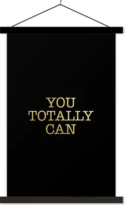 Produktbild von MuchoWow® Textilposter Zitate - Motivation - Gold - Schwarz 60x90 cm mit schwarzem Rahmen - Poster Wohnzimmer
