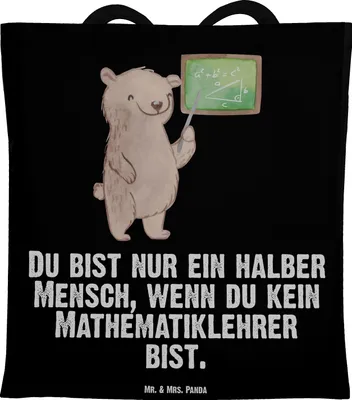 Produktbild von Mr. & Mrs. Panda Tote Bag Mathematiklehrer Herz - Schwarz - Geschenk, Lustig, Lehrer, Tasche, Spruch, Jutebeutel, Shopping, Schultasche, Mathe, Referendariat