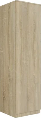 A tall, narrow cabinet with a wood grain texture.